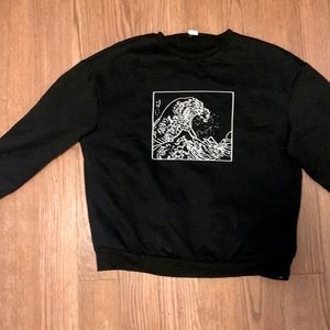 shein black wave crew neck